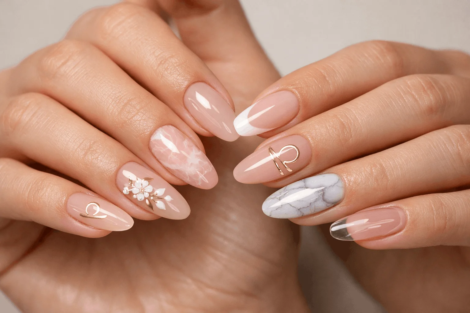 21 Libra Nails Designs for Soft, Chic Manicures 3 Different libra nail art styles including French tips marble and floral designs