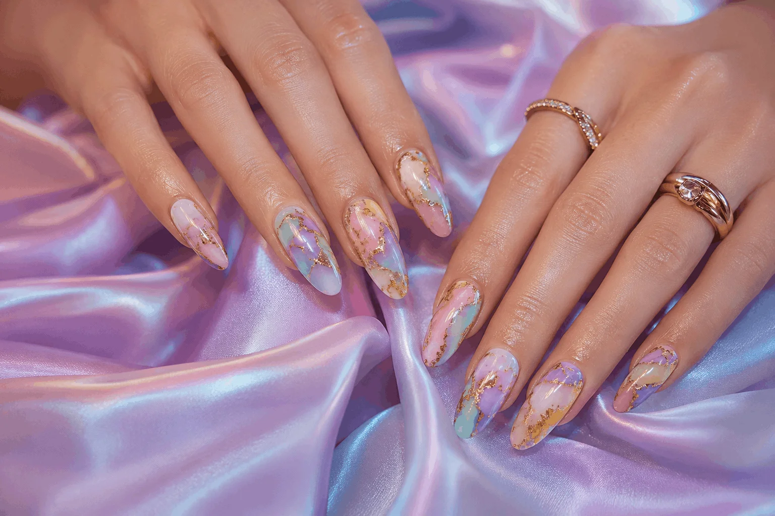 10 Pride Nails Designs That Are Pure Rainbow Magic 9 Elegant rainbow marble pride nail art