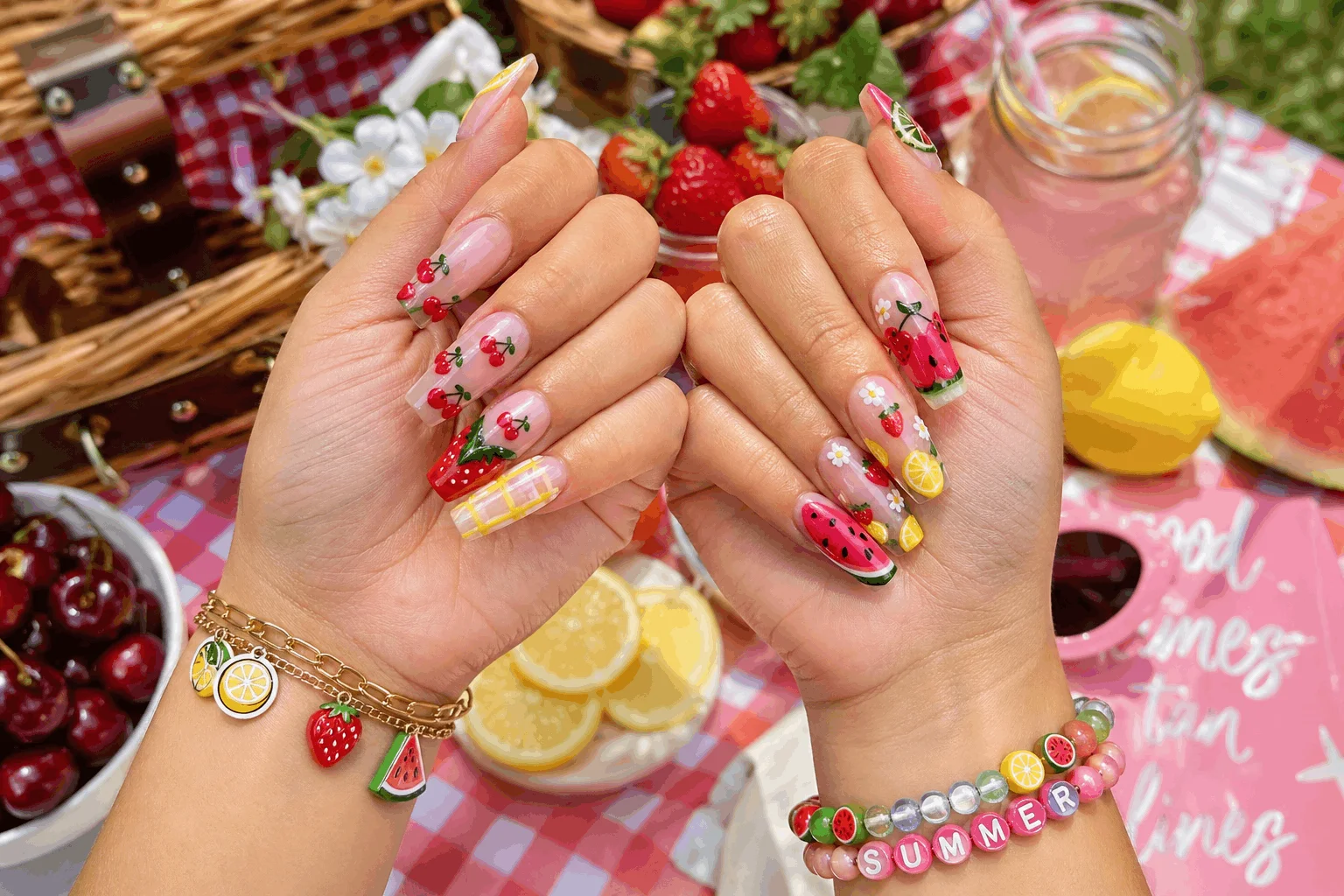 10 Summer Acrylic Nails 2026 That Look Stunning 6 Fruity nail art summer acrylic nails 2026