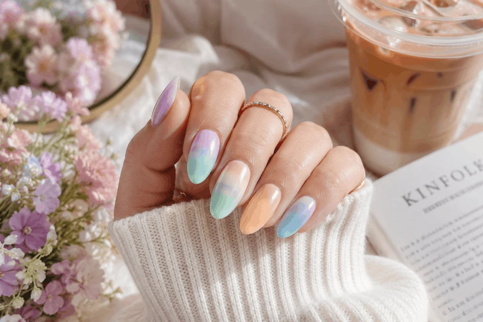 10 Summer Ombre Nails That Look Stunning in Photos 6 Soft pastel rainbow ombre nails aesthetic