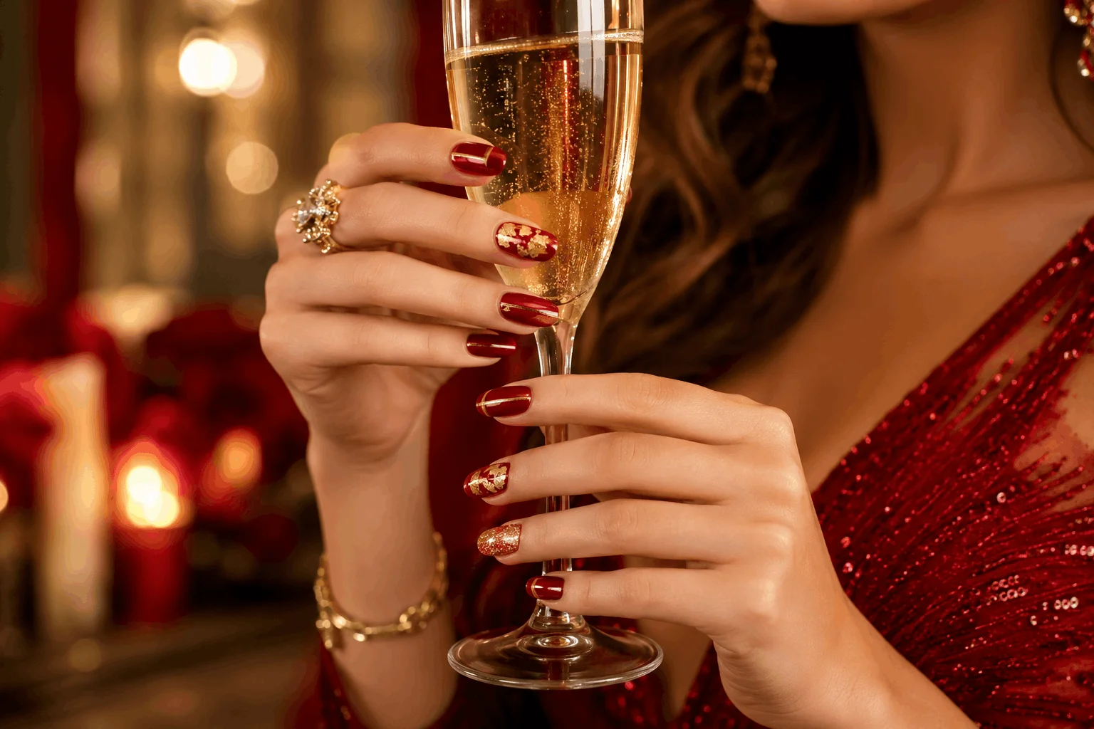 9 Red Nail Ideas That Will Instantly Elevate Your Look 10 Red nails decorated with gold accents