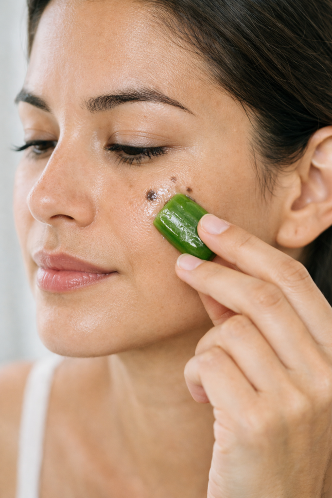 Get Rid of Dark Spots From Home 4 Aloe Vera aplication on face