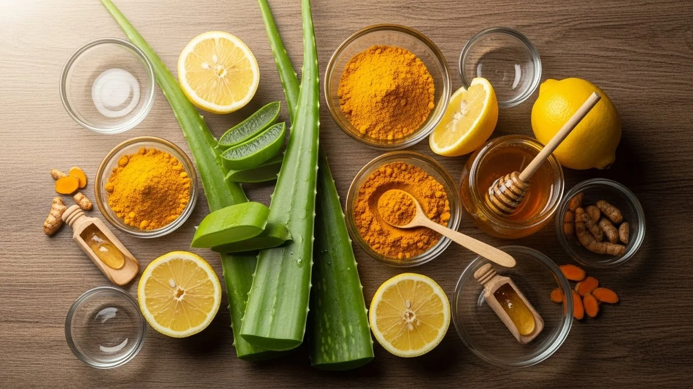 Bright Skin Naturally, Easy Tips, Diet & Skincare Routine for Glow 10 Natural ingredients like aloe vera turmeric and honey for bright skin