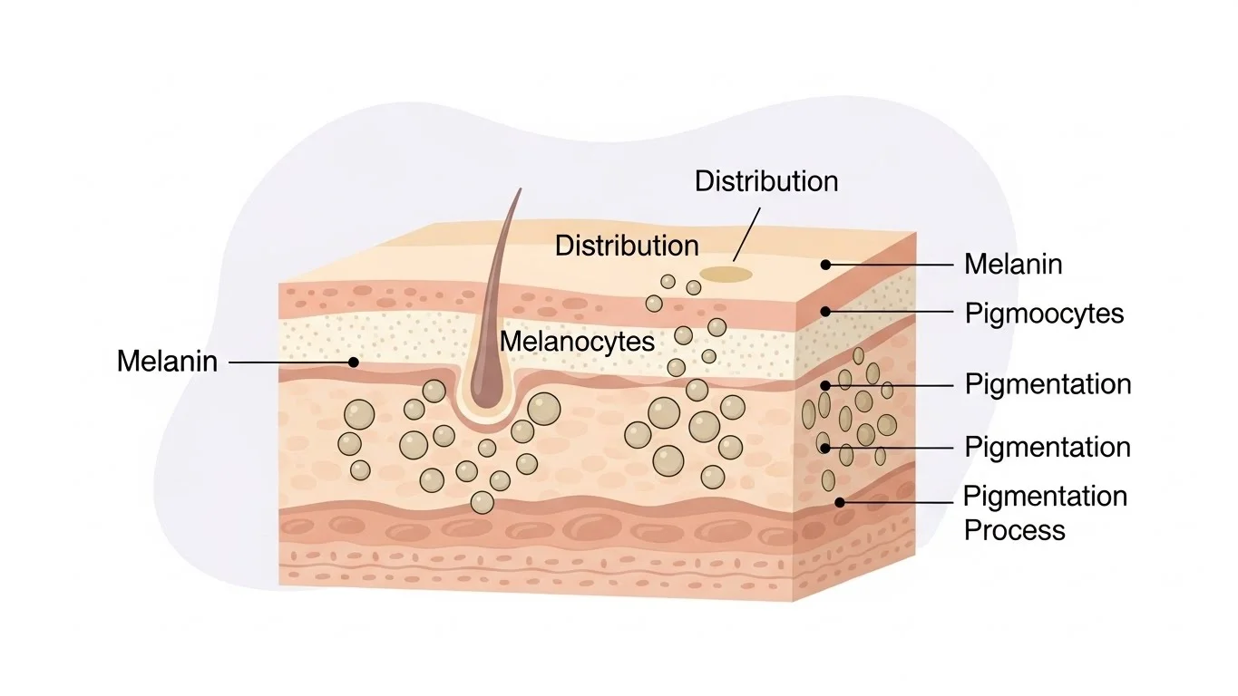 Even Skin Tone: A Complete Guide to Balanced, Healthy & Radiant Skin 5 Skin pigmentation process and melanin distribution diagram