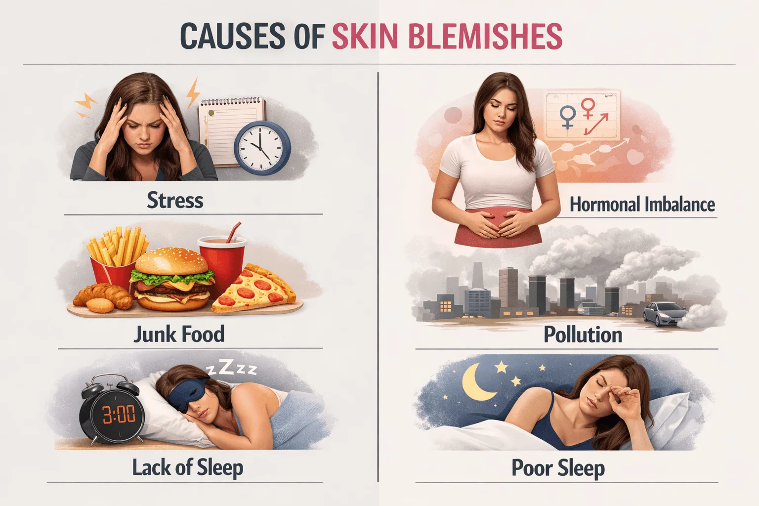 Blemish Free Skin: The Complete Guide to Naturally Clear, Healthy, and Radiant Skin 3 Common causes that prevent blemish free skin naturally-min