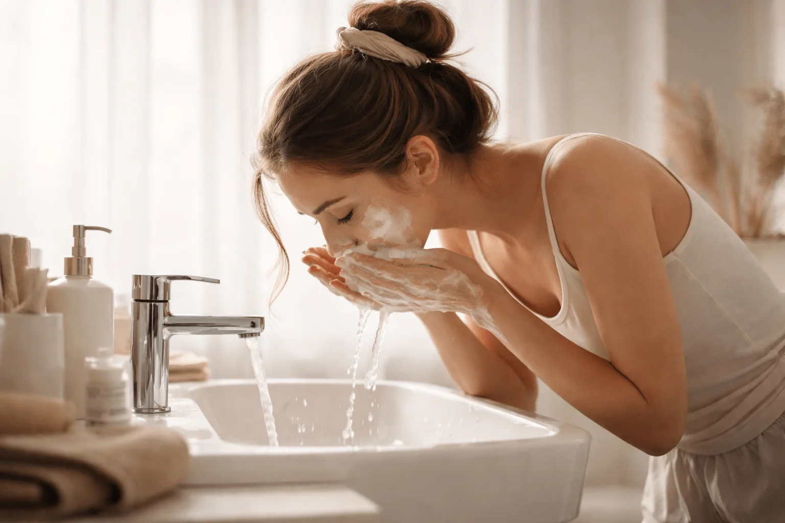 Clear & Smooth Skin: The Complete Guide to Naturally Healthy, Radiant Skin 4 Gentle face cleansing routine for clear and smooth skin-min