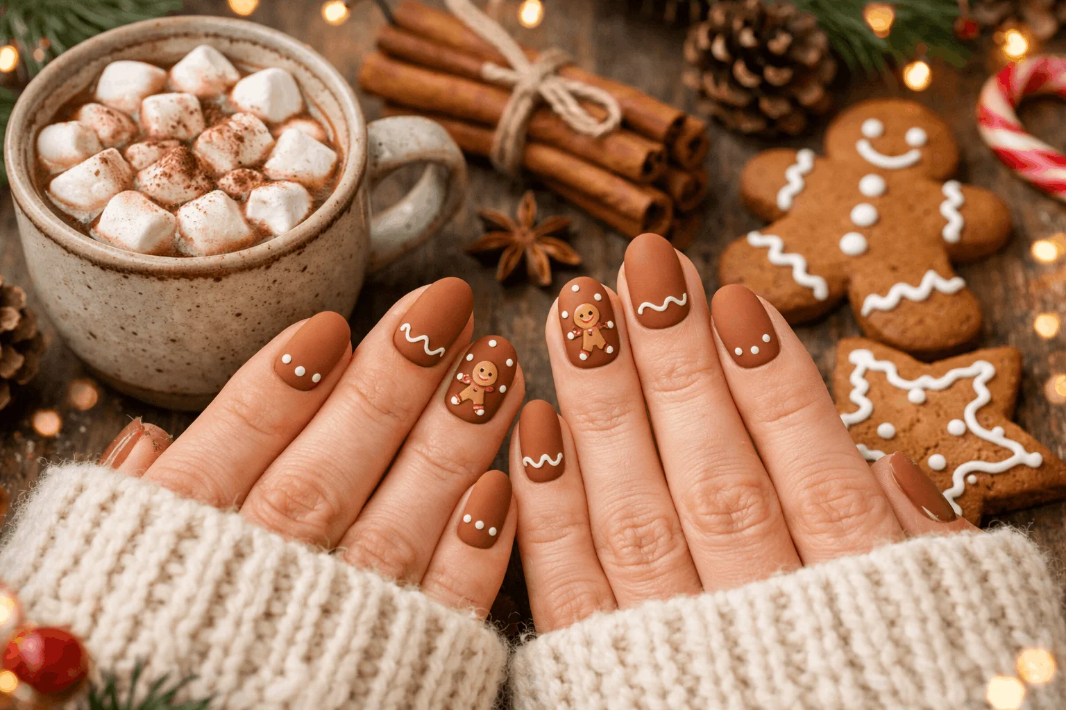 22 Cozy Gingerbread Nails Designs You’ll Love This Winter 1 Gingerbread nails with cozy holiday nail art and warm winter aesthetic