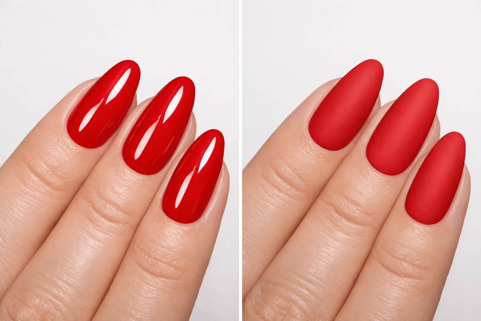 24 Best OPI Red Colors That Look Amazing Year-Round 6 Glossy vs matte OPI red nail polish comparison