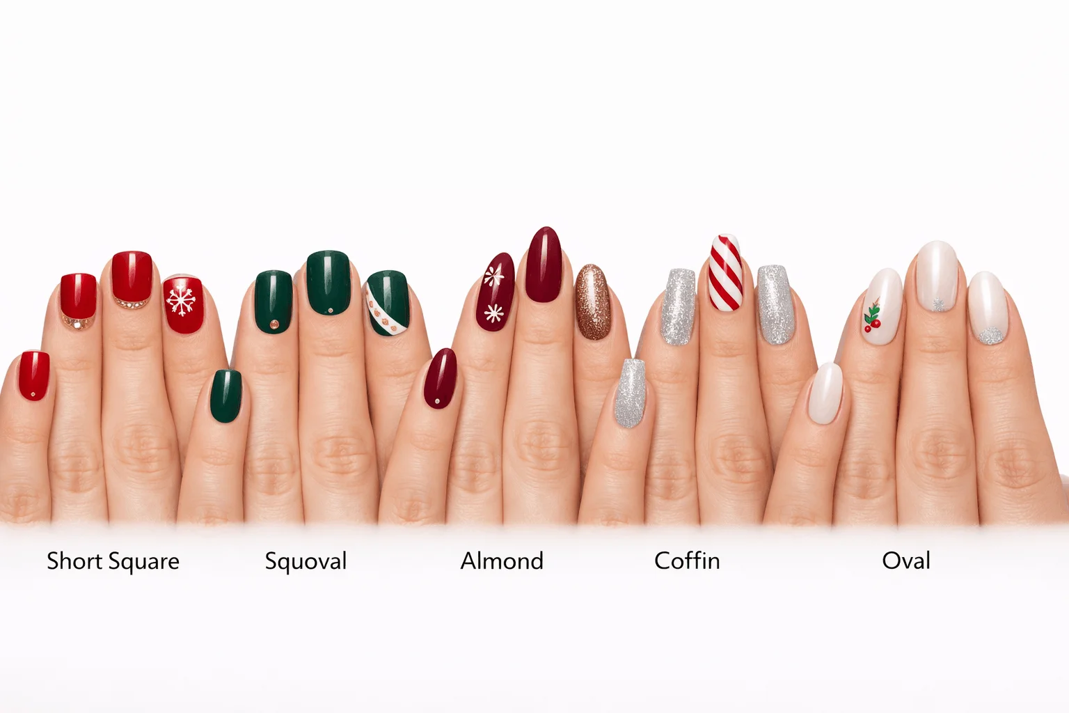 25 Holiday Nails Styles to Elevate Your Party Look 4 Trending holiday nails designs with glitter, French tips, and festive nail art