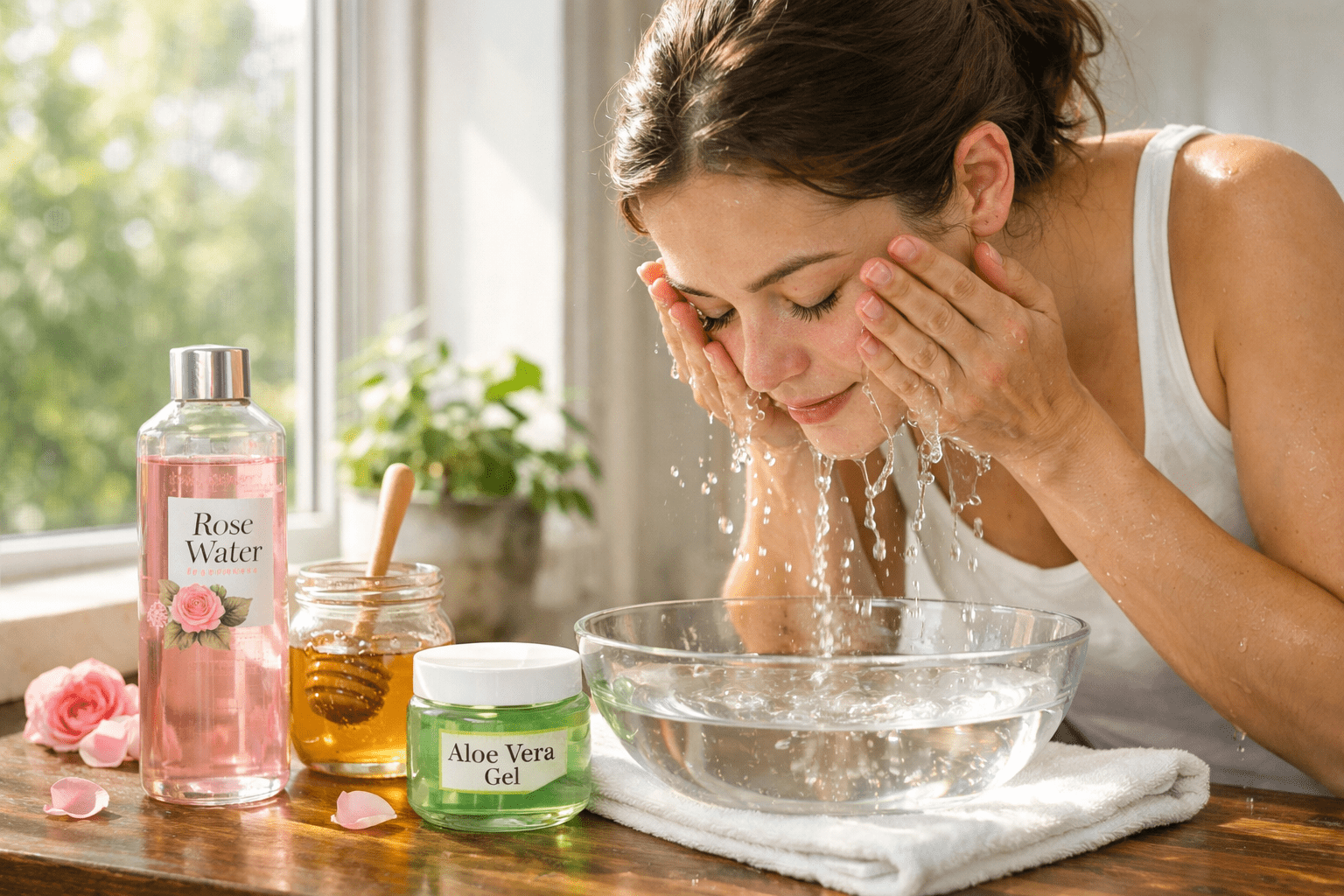Natural Face Care: The Complete Guide to Healthy, Glowing Skin Naturally 6 Morning natural face care routine using gentle cleansing and toning-min