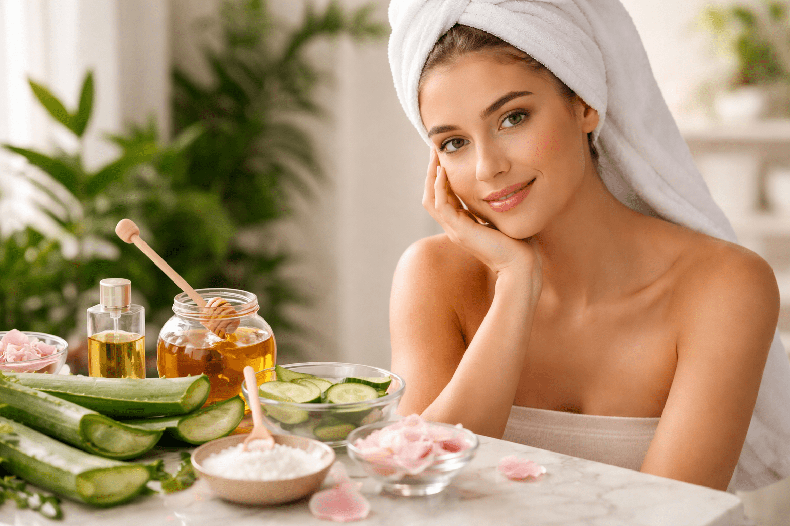 Natural Face Care: The Complete Guide to Healthy, Glowing Skin Naturally 1 Natural face care routine with glowing healthy skin and natural ingredients-min