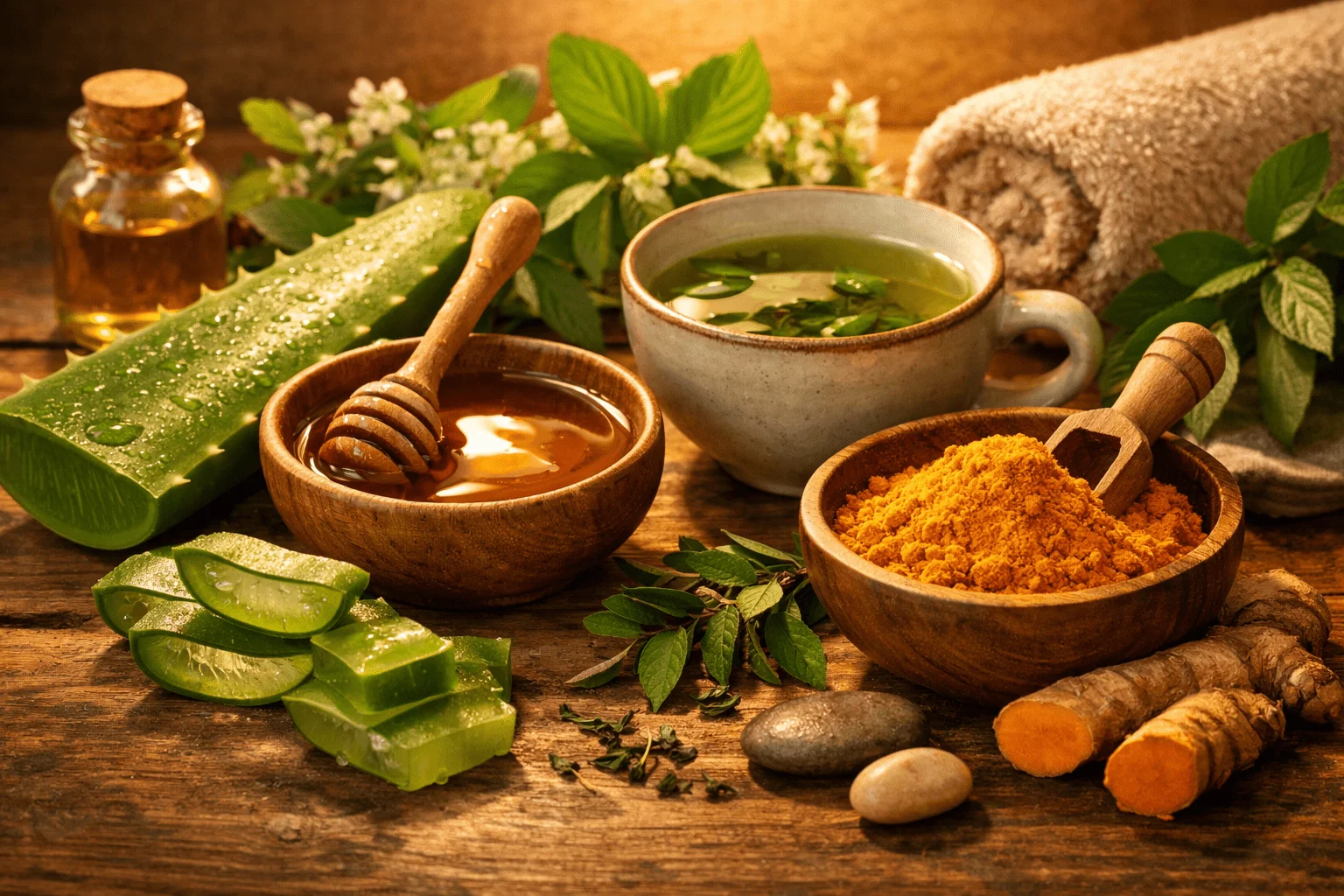 Blemish Free Skin: The Complete Guide to Naturally Clear, Healthy, and Radiant Skin 11 Natural remedies like aloe vera and honey for blemish free skin-min