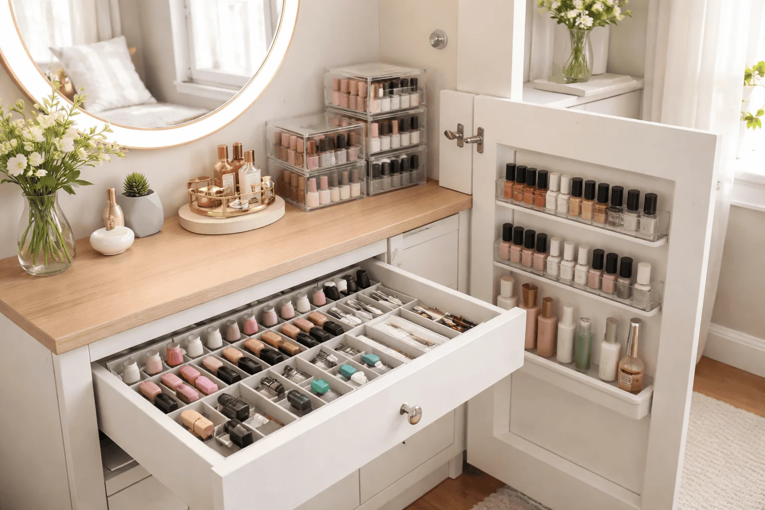 25 Stylish Ways on How to Organize Nail Polish at Home 7 Smart nail polish storage ideas for small spaces using drawers and vertical racks