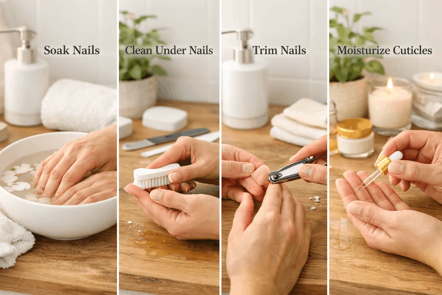 25 Proven Methods for How to Clean Nails at Home Fast 4 Step by step process showing how to clean nails at home
