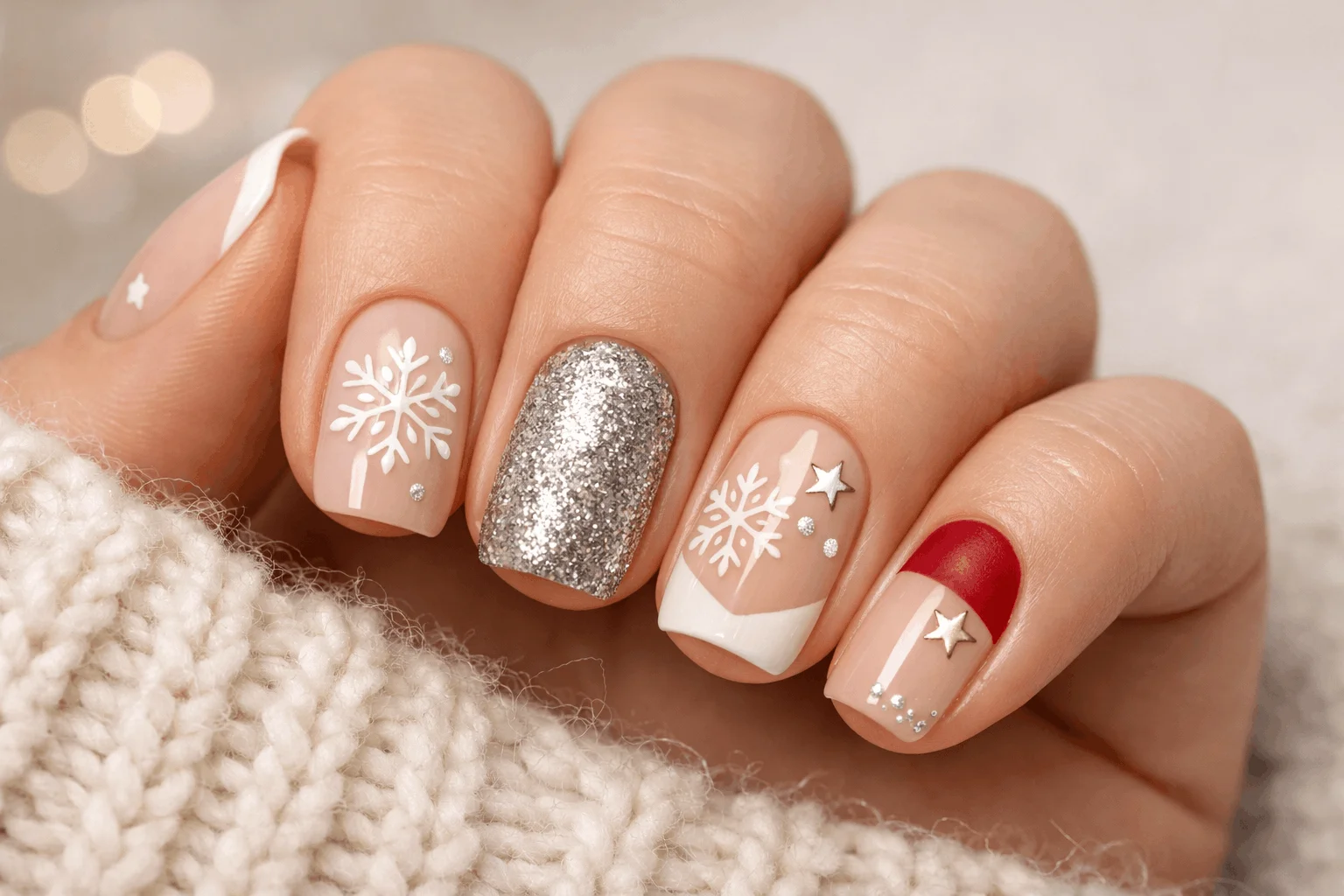 25 Holiday Nails Styles to Elevate Your Party Look 3 Trending holiday nails designs with glitter French tips and festive nail art