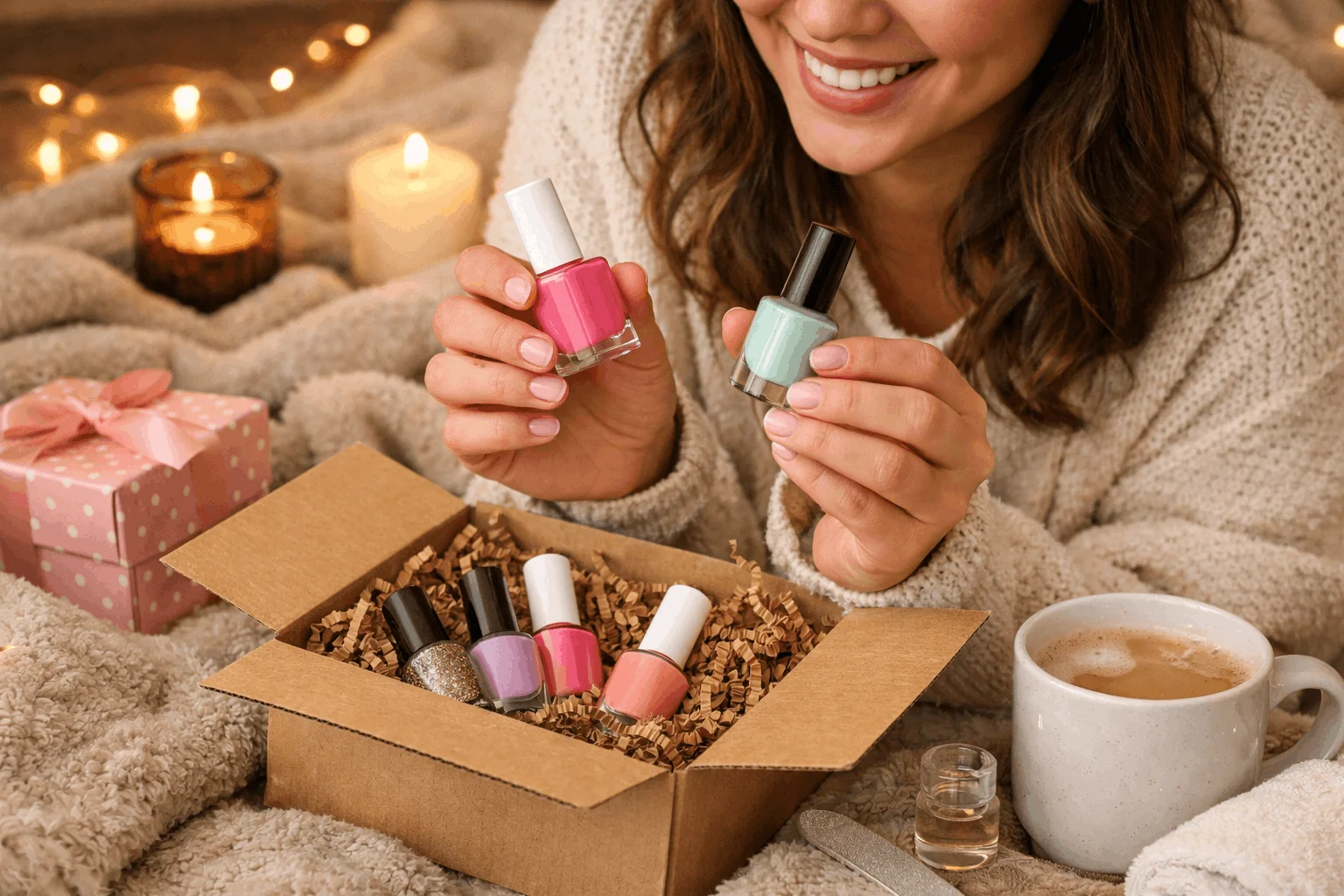 24 Best Nail Polish Gifts for Every Style & Mood 2 Unboxing nail polish gifts for a relaxing self-care moment