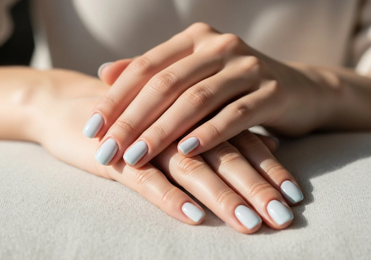 22 Icy Blue Nails Styles Everyone’s Saving Right Now 10 icy blue nails elegant minimal manicure look