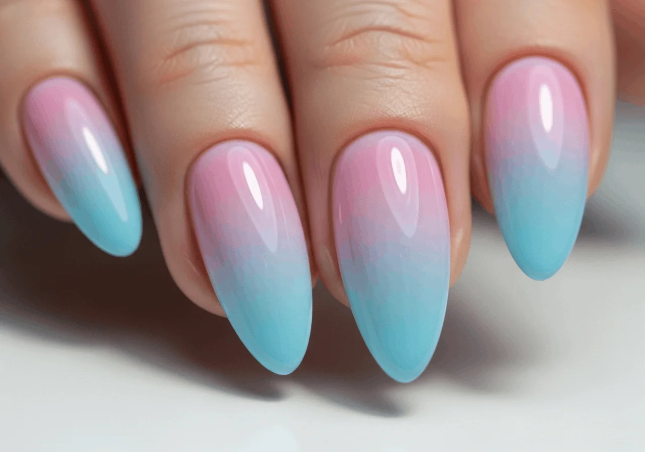 23 Pink and Blue Nails Designs Everyone Loves Right Now 4 ombre pink and blue nails pastel gradient