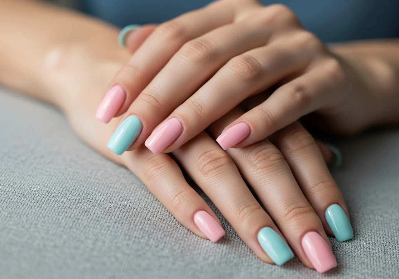 23 Pink and Blue Nails Designs Everyone Loves Right Now 11 pink and blue nails elegant modern manicure