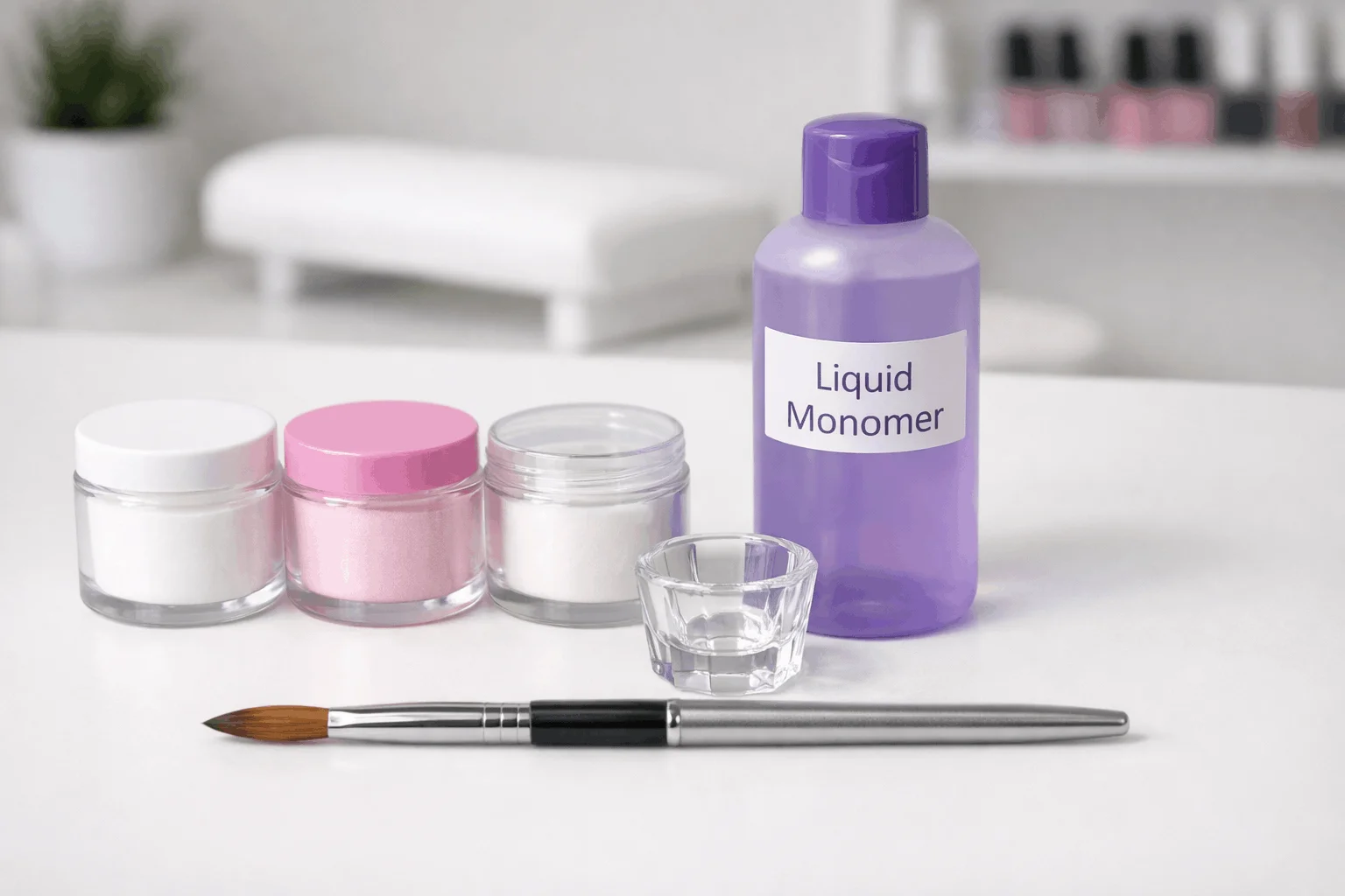 22 Facts That Explain What Are Acrylic Nails 3 Acrylic nails materials liquid monomer and powder polymer