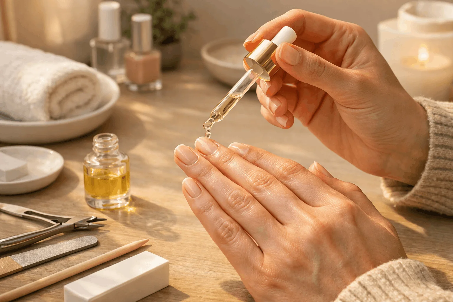 22 Best Nail Growth Products for Healthy Nails 3 Applying cuticle oil for healthy nail growth at home