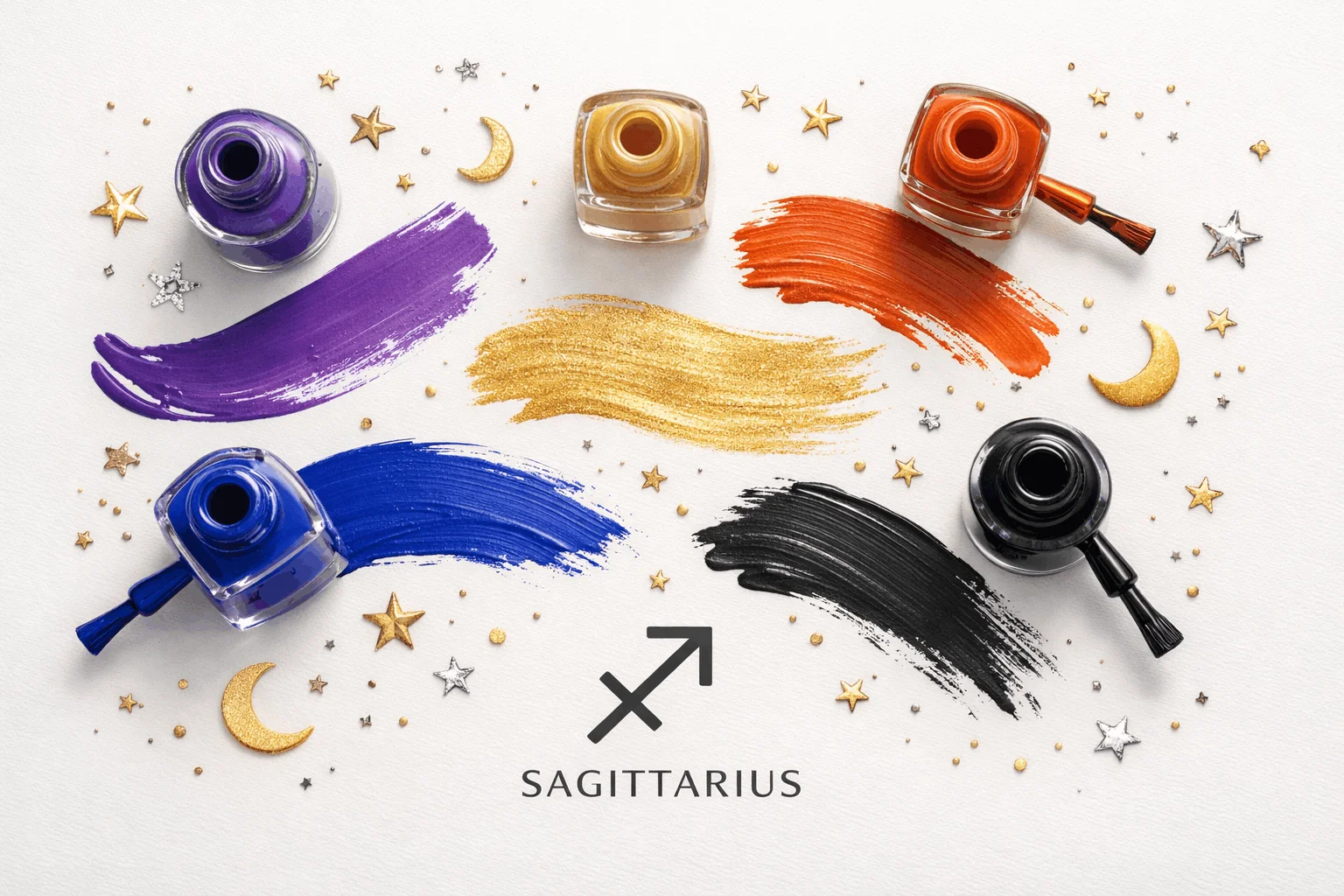 23 Sagittarius Nails Ideas Inspired by Zodiac Power 3 Best color palette for Sagittarius nails with fire and celestial tones