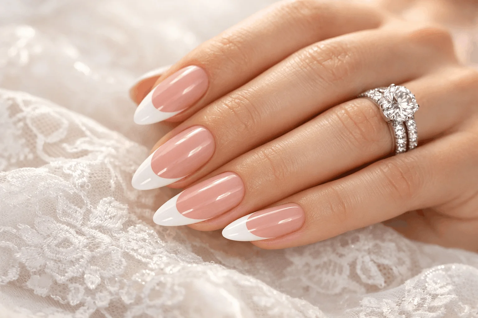 21 White French Tip Nails That Look Clean & Chic 10 Bridal classic white french tip nails elegant wedding style