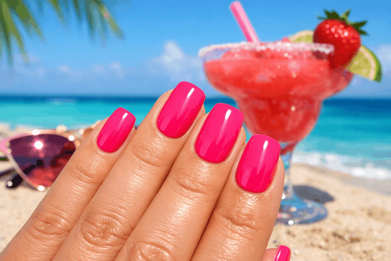 20 Best OPI Pink Nail Polish Ideas for Trendy Nails 4 Bright OPI Strawberry Margarita pink nails for summer