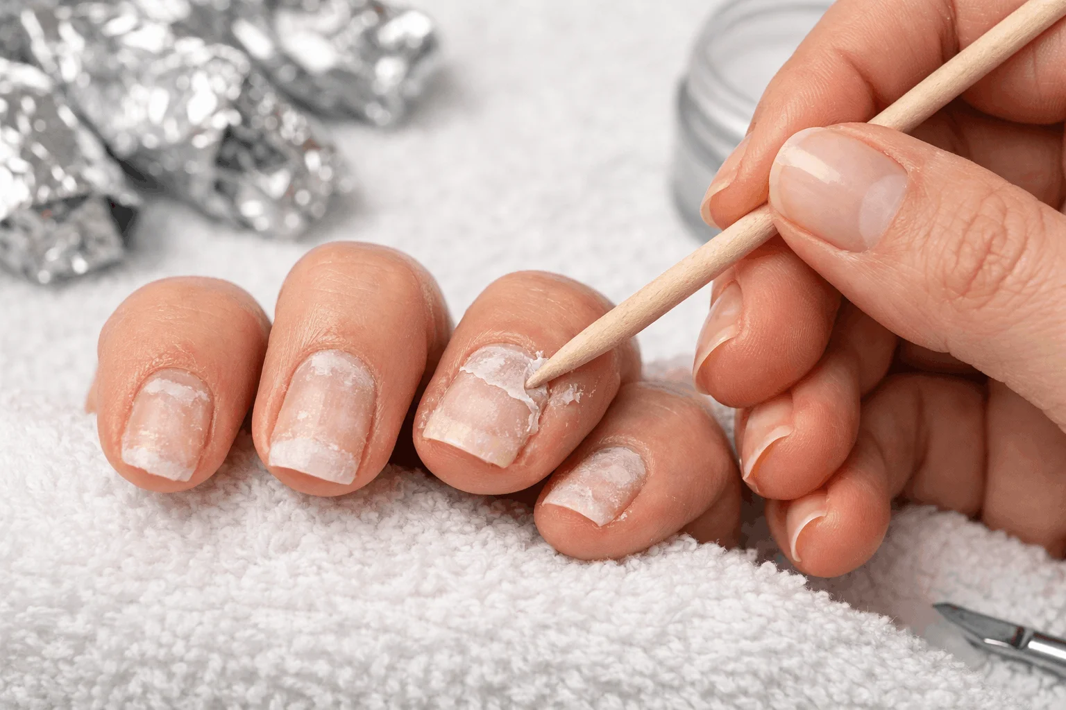 23 Easy Steps on How to Soak Off Acrylic Nails at Home 3 Buffing and shaping natural nails after soaking off acrylic nails for smooth finish