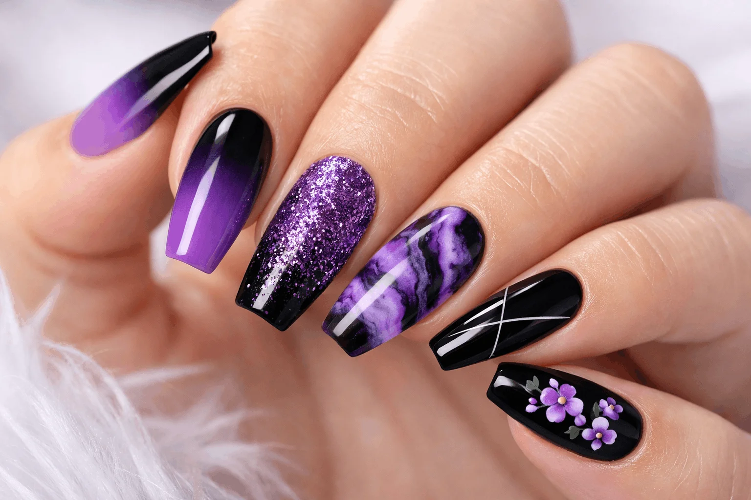 21 Black and Purple Nails Ideas That Look Expensive 4 Creative black and purple nail art designs and styles