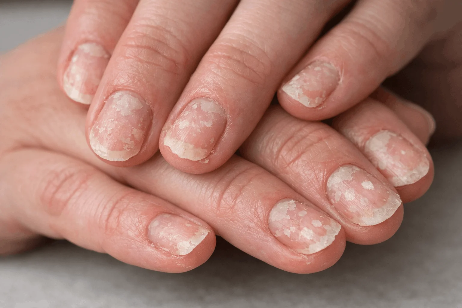 21 Ways to Strengthen Damaged Nails After Acrylic Fast 1 Damaged nails after acrylic removal with peeling and thinning