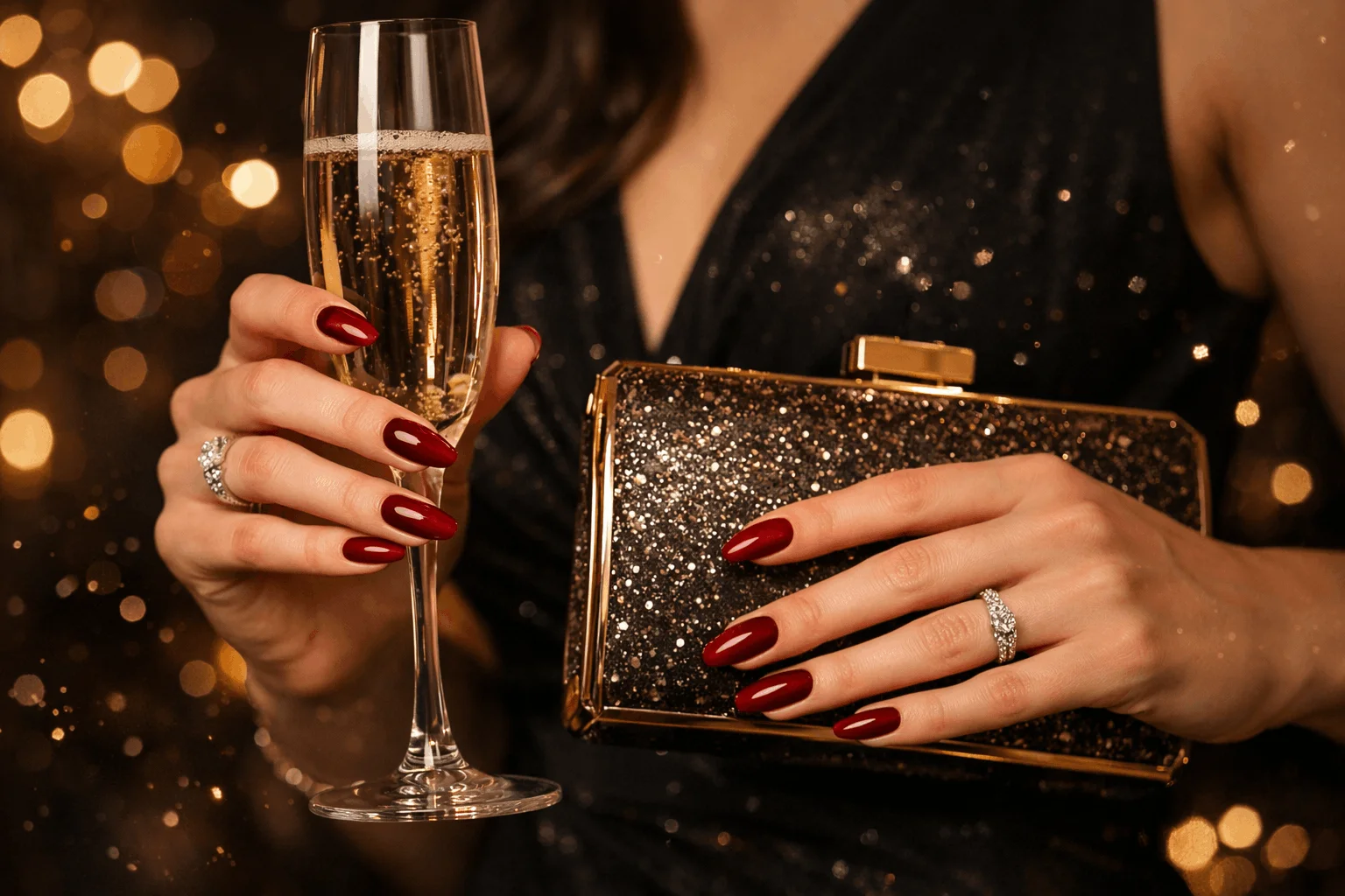 20 Dark Red Nails Ideas for Classy, Elegant Hands 6 Dark red nails styled for weddings, parties, and formal events