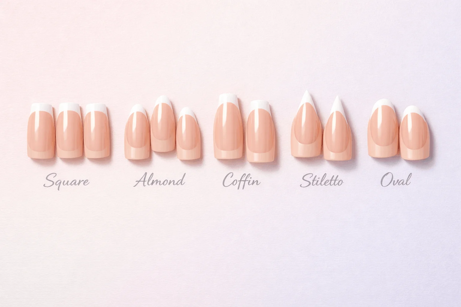 21 White French Tip Nails That Look Clean & Chic 3 Different nail shapes styled with white French tip nails