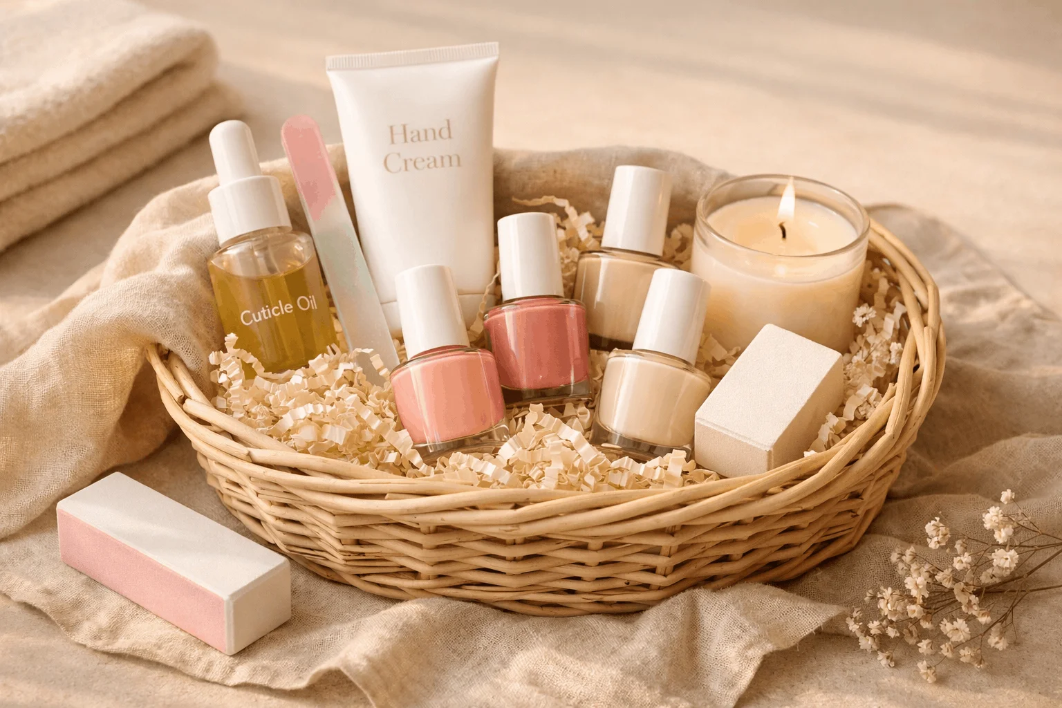 21 Nail Care Gift Basket Ideas Everyone Will Love 1 Elegant nail care gift basket with polish, tools, and spa items
