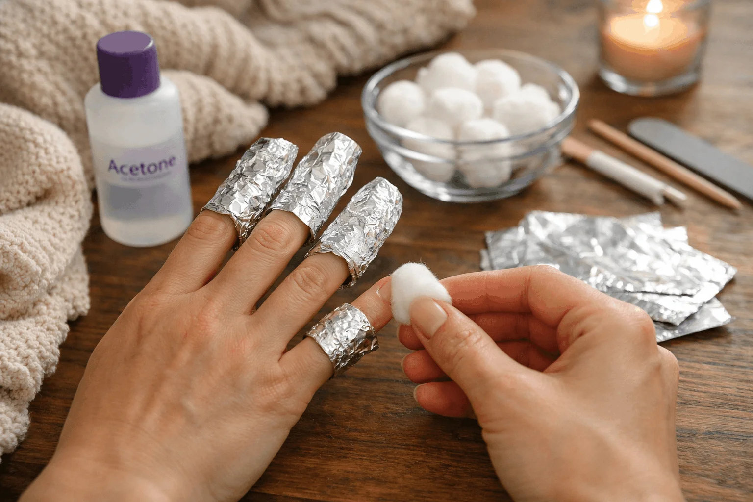 23 Easy Steps on How to Soak Off Acrylic Nails at Home 5 Gently removing softened acrylic nails using a cuticle pusher after soaking