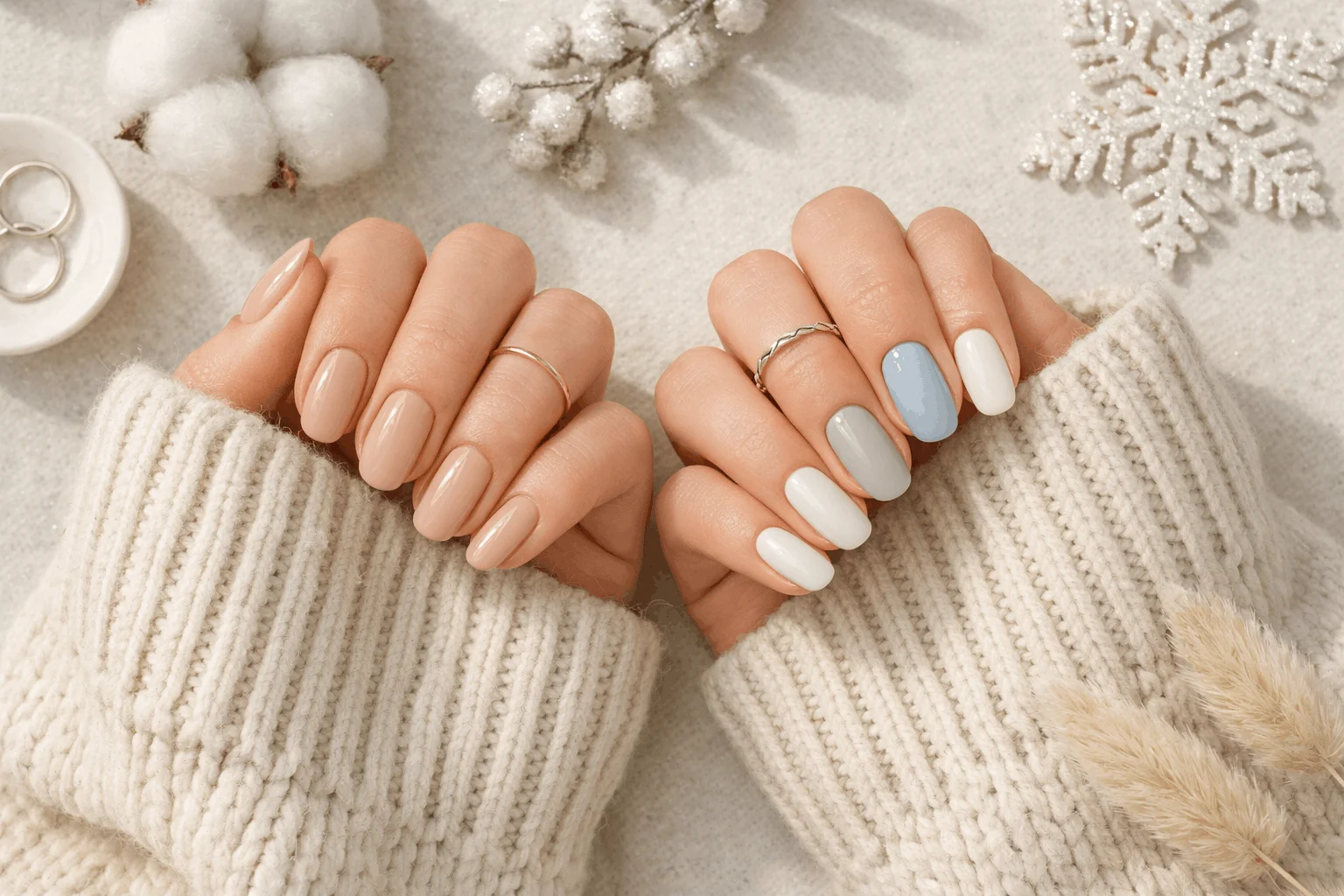 24 January Nails Designs Perfect for Winter Vibes 1 January nails in neutral and icy winter shades with cozy minimalist style