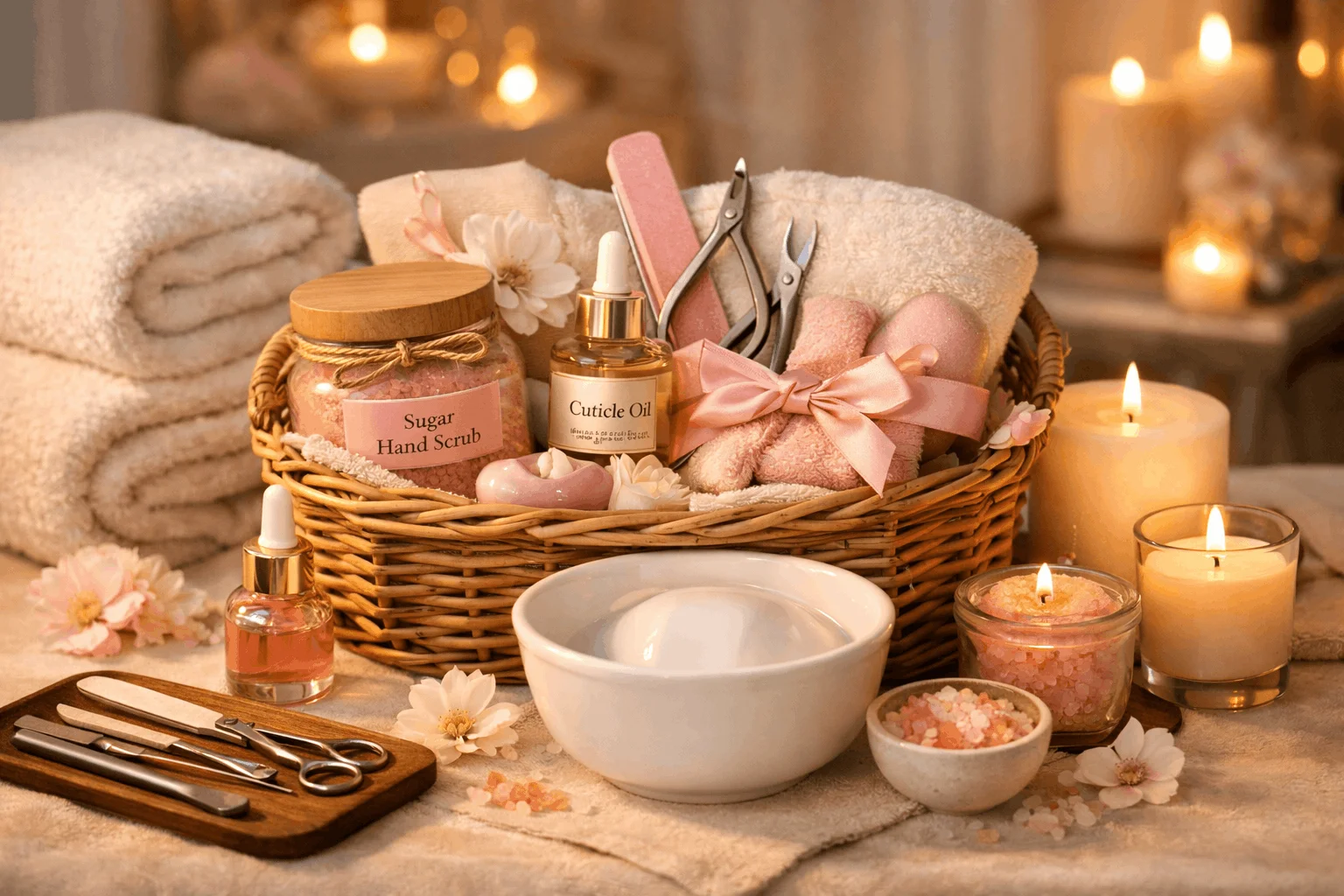 21 Nail Care Gift Basket Ideas Everyone Will Love 2 Luxury nail spa gift basket with manicure tools and relaxing spa products