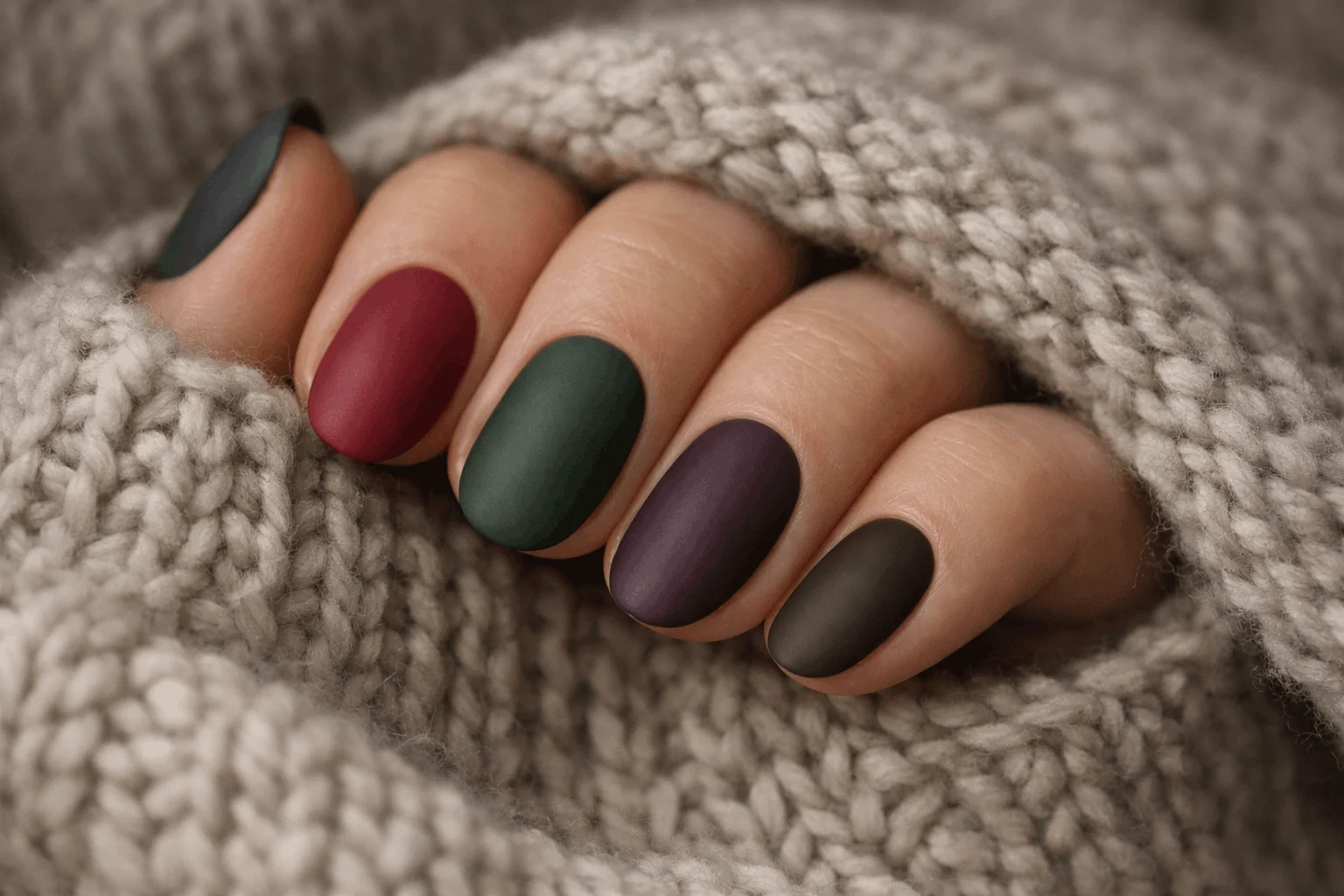 24 January Nails Designs Perfect for Winter Vibes 6 Matte January nails in dark winter shades for cozy vibes