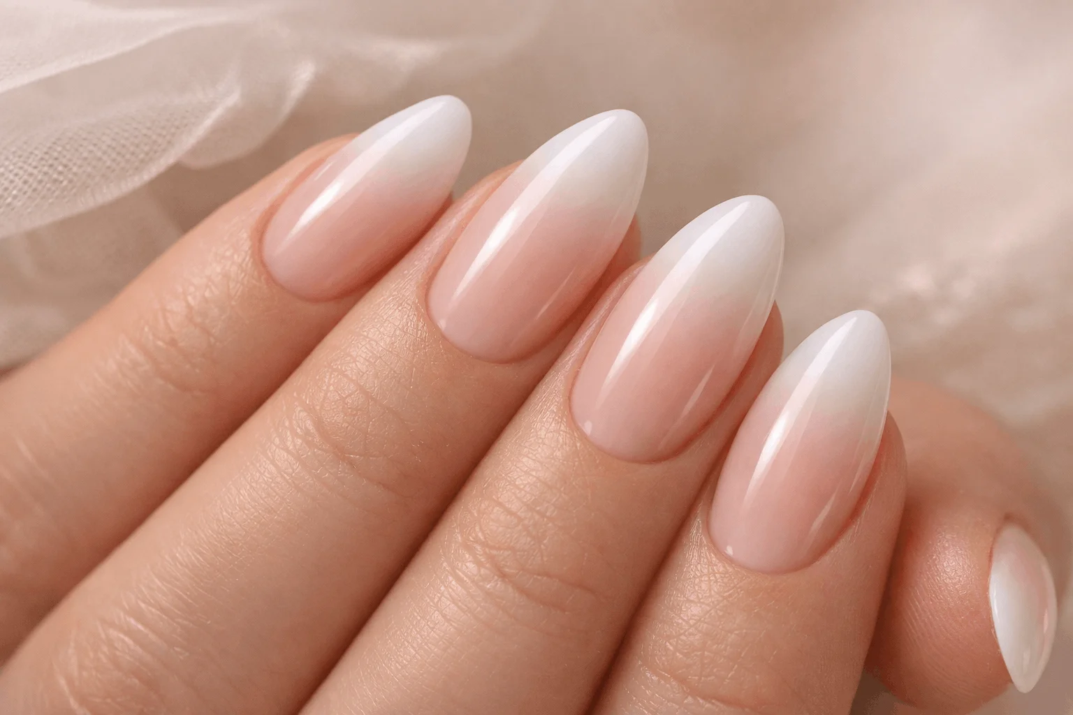 21 White French Tip Nails That Look Clean & Chic 9 Ombre white french tip nails soft gradient fade