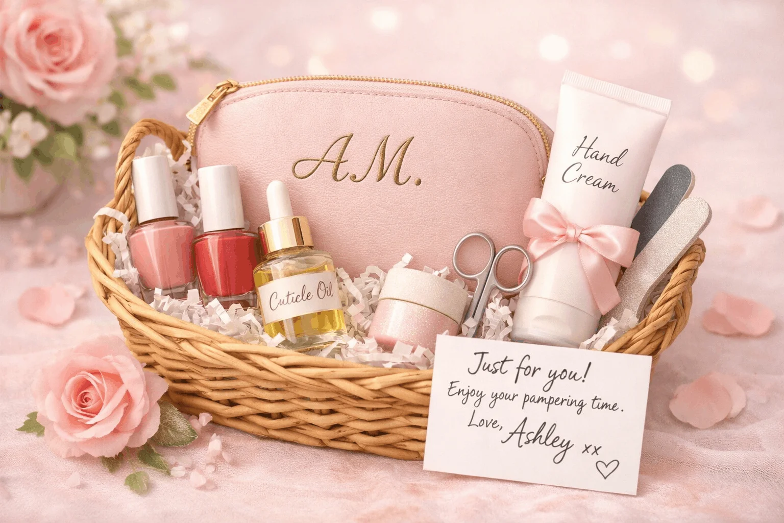 21 Nail Care Gift Basket Ideas Everyone Will Love 10 Personalized nail care gift basket with manicure tools and polish