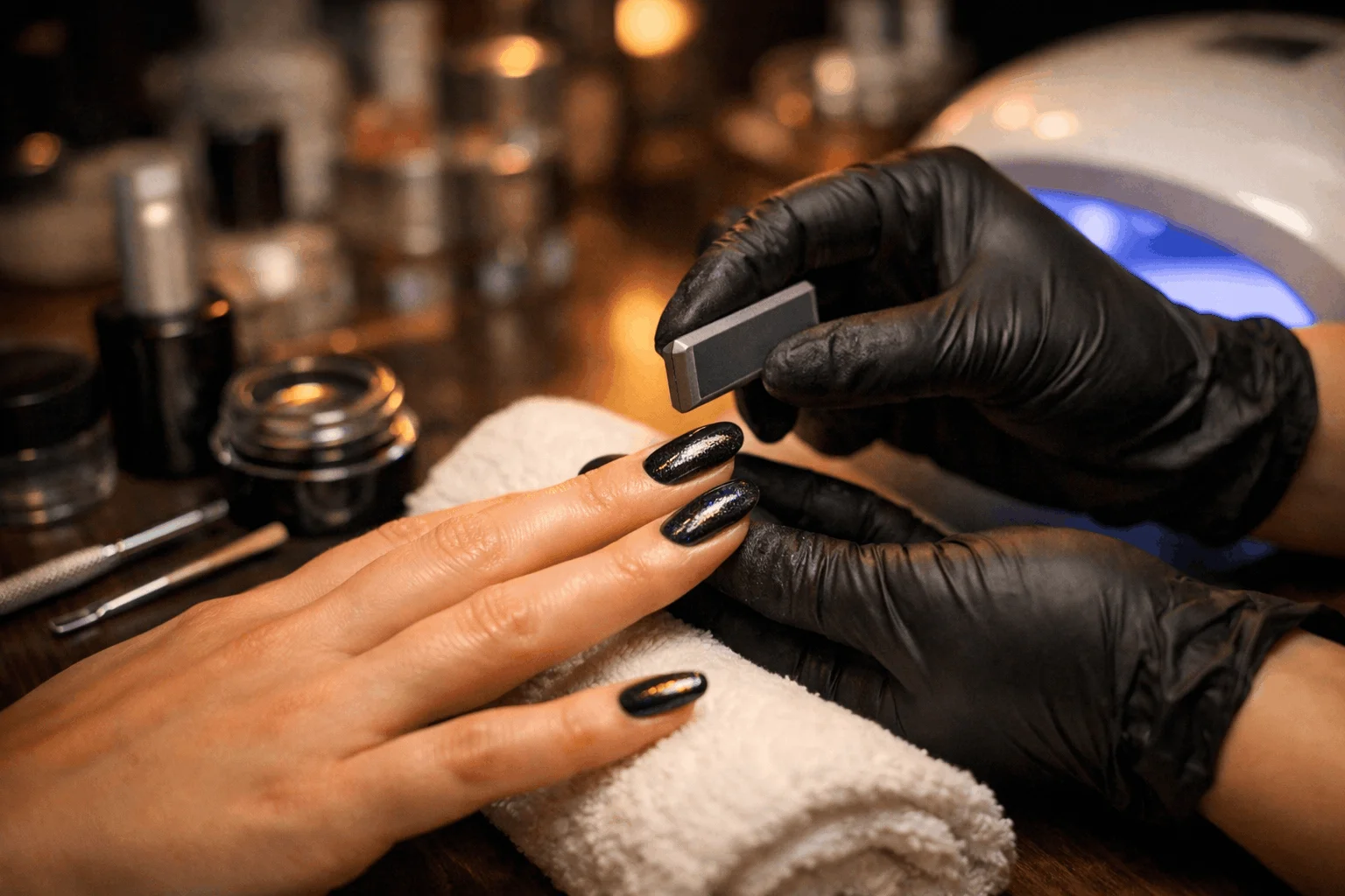 22 Cat Eye Nails That Instantly Elevate Your Manicure 4 Professional nail artist creating magnetic cat eye nail effect in salon