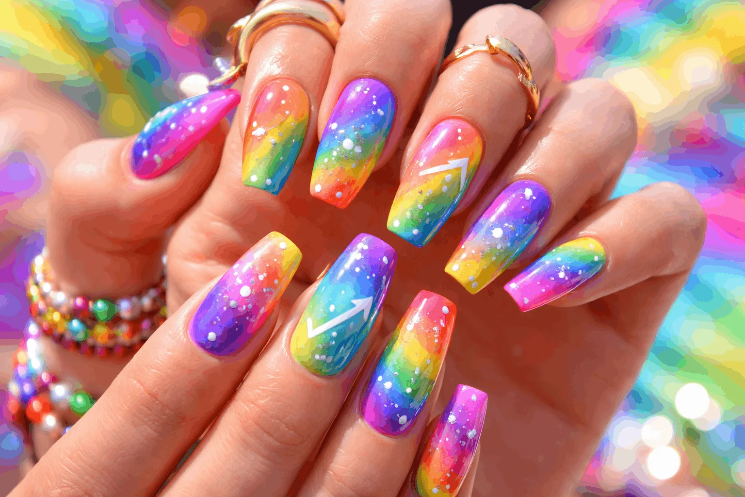 23 Sagittarius Nails Ideas Inspired by Zodiac Power 9 Rainbow Sagittarius nails representing freedom and joyful personality