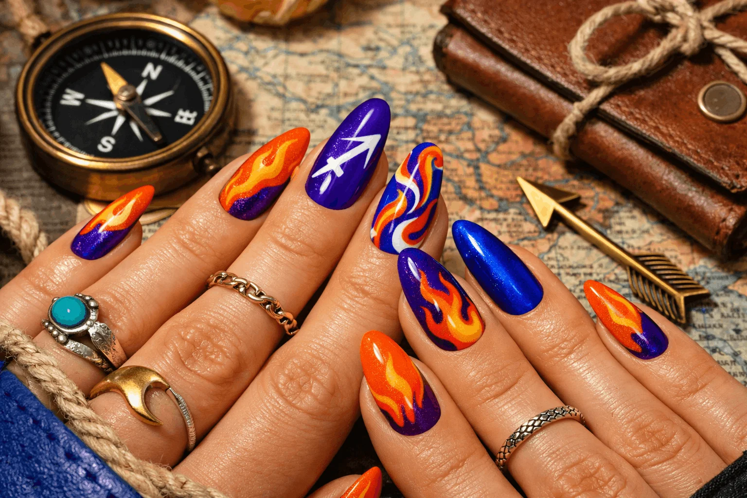 23 Sagittarius Nails Ideas Inspired by Zodiac Power 2 Sagittarius nail art reflecting adventurous and free-spirited personality