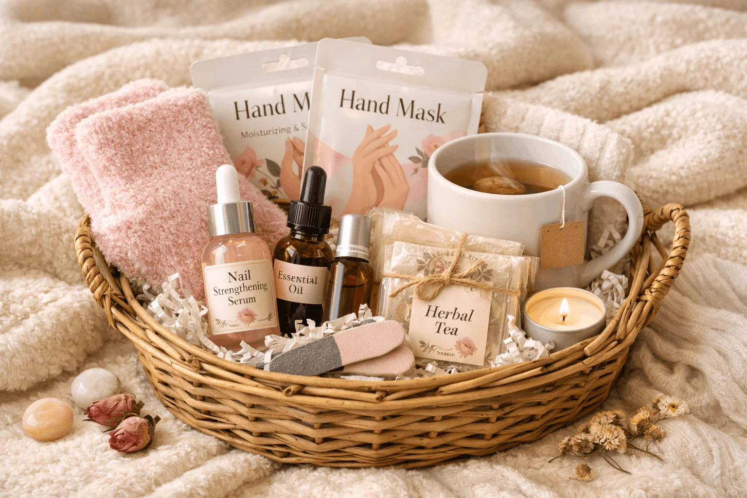 21 Nail Care Gift Basket Ideas Everyone Will Love 7 Self care nail pampering gift basket with spa beauty products1