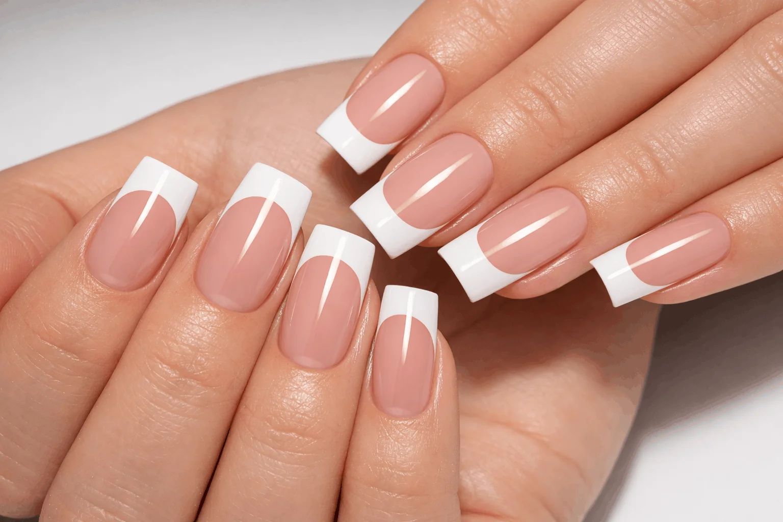 21 White French Tip Nails That Look Clean & Chic 5 Square white french tip nails with sharp edges