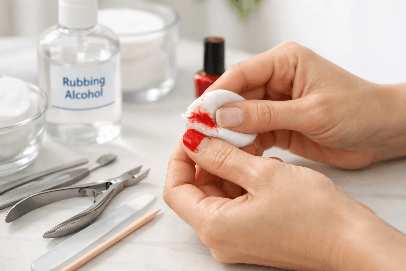 21 Easy DIY Nail Polish Remover Solutions for Nails 3 Using rubbing alcohol as a DIY nail polish remover
