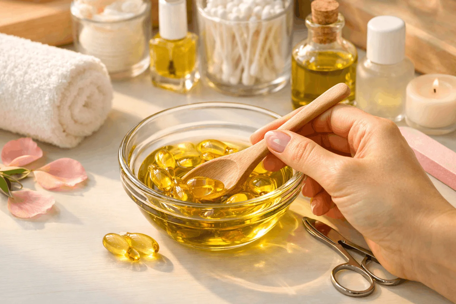 23 Nail Growth Serum Recipes for Long, Healthy Nails 4 Vitamin E and olive oil homemade nail growth serum preparation