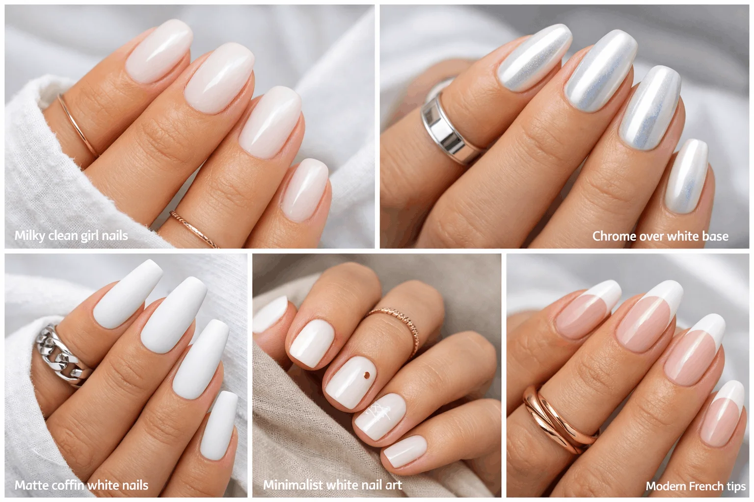 21 Best White Nail Polish Picks for Every Skin Tone 10 White nail polish trends 2026 clean girl chrome and matte styles