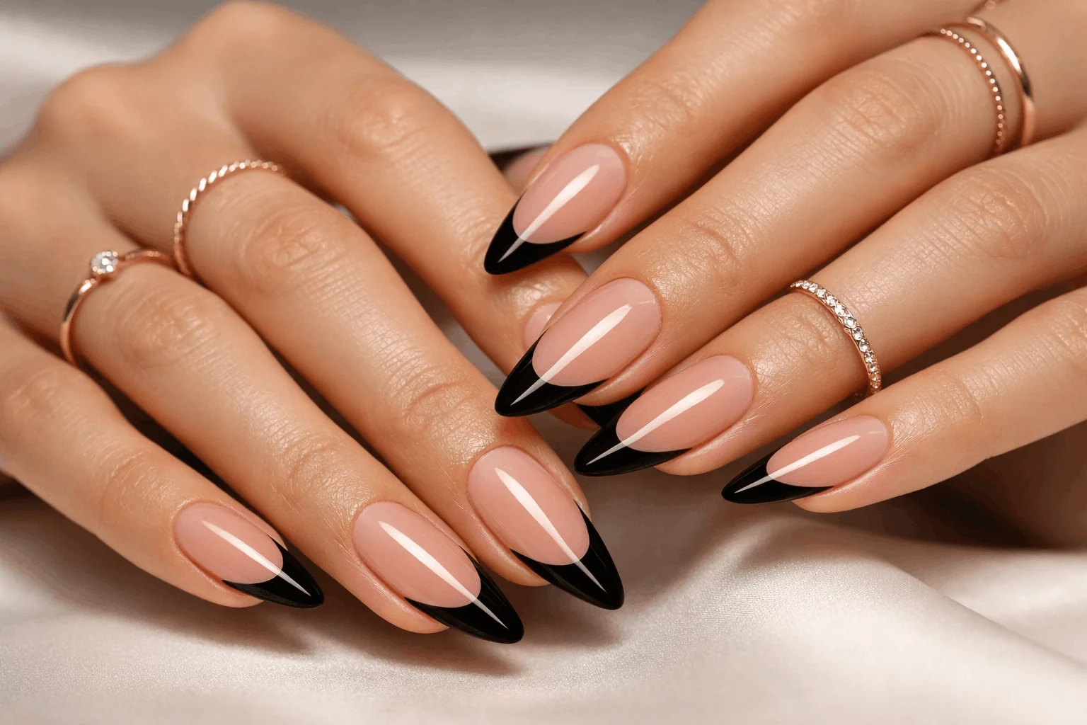 20 Black French Tip Nails That Look Super Classy 3 black french tip almond nails classy manicure