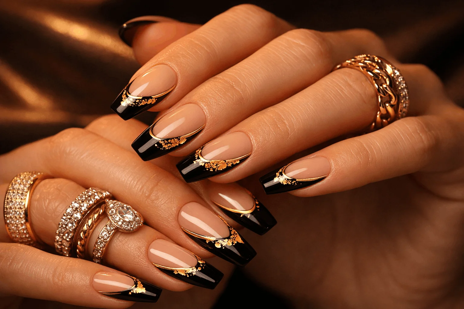 20 Black French Tip Nails That Look Super Classy 7 black french tip nails with gold accents luxury manicure
